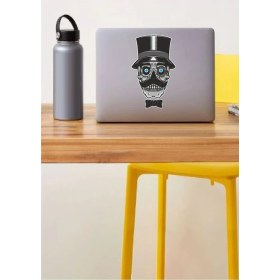 Resim Sticker Usta Şapkalı Papyonlu Kurukafa Sticker 00514 