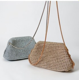 Resim Metalik Gümüş El Örgüsü Kadın Clutch Çanta Şık Davet Ve Gece Çantası 