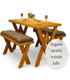 Resim -Crema-Ahşap Kütük Yemek Masası / Toplantı Masası / Çalışma Masası 