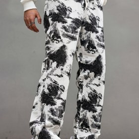 Resim Erkek Siyah ve Beyaz Bağcıklı Kargo Pantolon - Cep Detaylı, Bol Kesim, Tüm Mevsim Rahatlığı, Siyah Pantolon 