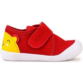 Resim Kiko Kids Catly Cırtlı Kız Bebek İlk Adım Panduf Ayakkabı Kırmızı 