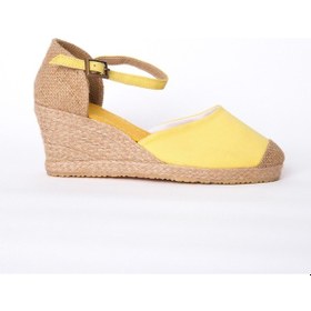 Resim Burnu Hasır Dolgu Topuk Sarı Keten Hasır Espadril ES1005-1005 Sarı 