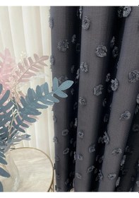 Resim Brillant Pufycarla Püsküllü Fon Perde Tüm Ölçülerde Antrasit Antrasit 