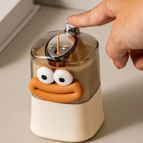 Resim Otomatik Açılır Kürdan Dispenseri - Ev ve Yemek Odası için Plastik İtmeli Kürdan Tutucu - Eğlenceli Karakter Tasarımlı Yaratıcı Kürdan Saklama Kutusu 