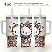 Resim 1 adet 40 oz Sanrio Tema Tasarımı, Paslanmaz Çelik, Kapak Kolu ve Pipetli, Sıcak ve Soğuk İçecek Termosu, Araba, Seyahat Kupası, Ofis, Ev, Paskalya, Sevgililer Günü, Doğum Günü Hediyeleri için Uygun 
