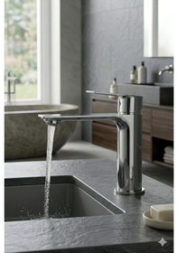 Resim Krom Sabit Aç Kapa Kısa Lavabo Bataryası Pirinç Döküm Lavabo Musluğu Krom 
