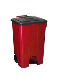 Resim Omnipazar Sy-4265 Kırmızı 85 Lt Köşeli Pedallı Tekerlekli Çöp Kovası Kırmızı 