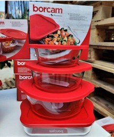 Resim Paşabahçe Kırmızı Kapaklı Borcam Seti 4'Lü 