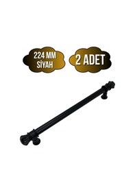 Resim Nobel Akyaka Çizgili Siyah Metal Dolap Kulpu Mobilya Ve Mutfak Dolap Kulpu Siyah 224mm 2 Adet Siyah 
