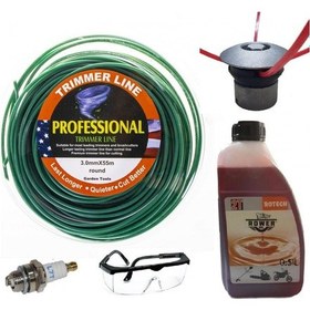 Resim Motorlu Tırpan Aksesuar Set - 55 Mt Misina-Ahtapot Başlık-Gözlük 