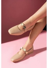 Resim İnci Ve Mühür Aksesuar Bantlı Günlük Babet - Vizon - 37 VIZON 