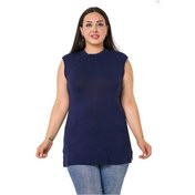 Resim Büyük Beden Yarım Balıkçı Yanı Yırtmaçlı Uzun Lacivert Body 