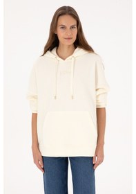 Resim U.S. Polo Assn. Kadın Krem Kapüşonlu Sweatshirt 50314938-VR256 