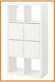 Resim Alony Home Kallax Kapaklı Açık Raf Ünitesi 8 Bölmeli 77 X 147 Cm Beyaz 