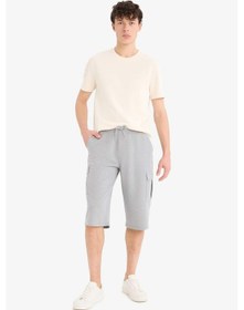 Resim DeFacto Slim Fit Dar Kesim Kargo Cepli Basic Düz Kapri Şort T4693AZ25SMGR210 