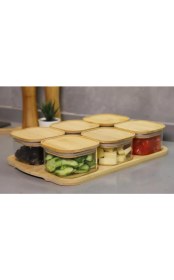 Resim Ekinci Home Mien 6'lı Vakumlu Bambu Kapak Cam Kahvaltılık 