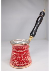 Resim Bakır Özel Çini İşlemeli Cezve 