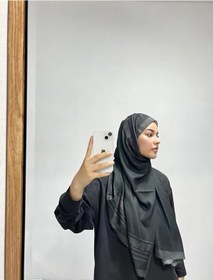 Resim Modakaşmir Aminenesil Etnik Düz Etnik Siyah Gri Renk Şal Antrasit - Füme 