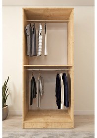 Resim Ases Mobilya Ases Esl153 Geniş Gardırop 2 Kapaklı 2 Askılı Giysi Dolabı Beyaz - Safir Meşe Safir Meşe 