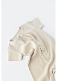 Resim BabyCosy Bebek Şort Kollu Tulum, %100 Organik Pamuk, Bebek Ve Yenidoğan Serisi - Csyw1012 Taş Rengi 