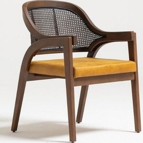 Resim Eliza Hazeranlı Ahşap Sandalye Ceviz - Sarı 