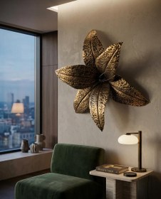 Resim Naga Lilly Flower İron Gold Antique 60 cm - El işi Dövme Pirinç 