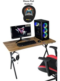 Resim Heygaming Profesyonel Oyuncu Masası Ceviz Bilgisayar Çalışma Masa 