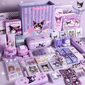 Resim Sanrio for kuromi Stationery Set - Purple Student Stationery Gift Box, Complete Learning Supplies Kit with Notebooks, Pens, Pencils, Rulers, and More 