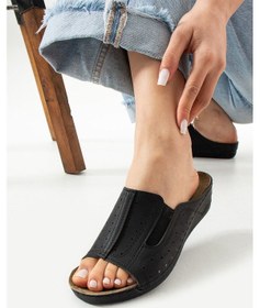 Resim Albishoes Nova Anatomik Hafif Rahat Esnek Lastikli Gün Boyu Rahat Kullanım Kadın Terlik Anne Terlik Siyah 