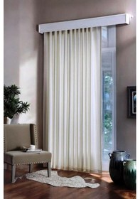 Resim Luxe Ekru Renk Saten Güneşlik Perde Ekru 