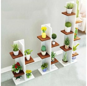 Resim Hitit Dekorasyon Zara Ahşap 3'lü Saksılık&çiçeklik 