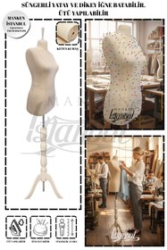 Resim Manken İstanbul 42 Beden Yüksek Kalite Keten Kumaşlı Prova Mankeni Terzi Mankeni Ket-01 