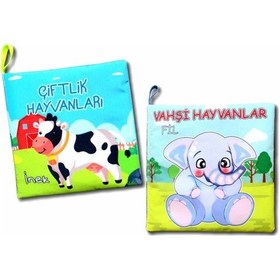 Resim 2 Kitap Tox Çiftlik Hayvanlar Ve Vahşi Hayvanlar Kumaş Sessiz Kitap T134 T111 - Bez Kitap , Eğitici Oyuncak , Yumuşak Ve Hışırtılı 