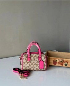 Resim Gesshop Kadın Mini Speedy El Omuz Çanta Fuşya - Vizon 