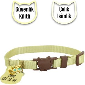 Resim Caramelos İsimli, Güvenlik Kilitli Kedi Tasması- , İsimlikli Akkk 
