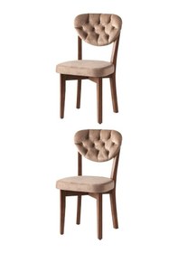 Resim Sweethomemasasandaly 2 Adet Gala Sandalye Ceviz Ahşap Kapitoneli 