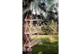 Resim Elisra Ahşap Dekoratif 3'lü Halatlı Kitaplık Raf 