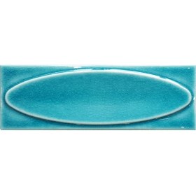 Resim Can Seramik - 7*21 Cm. Turkuaz Kabartmalı Elips Çini Karo (5 Li 1 Paket) 
