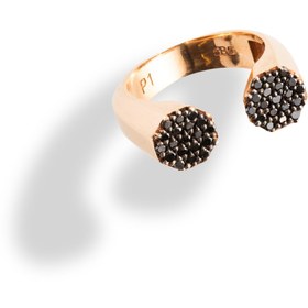 Resim Double Headed Seljuks Black Diamonds Ring - 19 