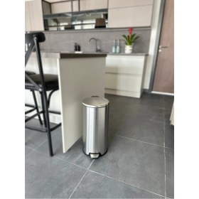 Resim Paslanmaz Çelik Çöp Kovası, 20 Lt, Banyo, Mutfak, Ofis Kullanımına Uygun 