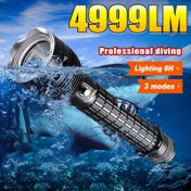 Resim XHP90 Profesyonel Su Altı Fener Işığı - Süper Parlak 3000-5000 Lüminöz Alevler, 26650 Pil ile Çalışır, Alüminyum Alaşım ile Parlatılmış Yüzey, Şnorkelle, Dalış, Gece Görüşü, Dalış Ekipmanı, Şık Silindirik Tasarım, Yüksek İntensite Aydınlatma 