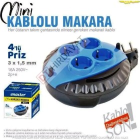 Resim Kl Home Pratik Ev Ofis ve Işlerinizde 5 Metre Mini Seyyar Makaralı Uzatma Kablosu 3x1,5mm 