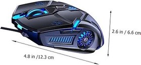 Resim KONTONTY Oyuncular Için Oyun Kablolu 6 Düğme 7 Renkli Aydınlatma Ergonomik Kaymaz Siyah Mekanik Bilgisayar Için 