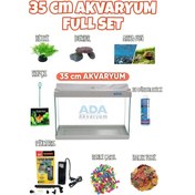 Resim Ada Akvaryum Full Akvaryum Seti Beyaz Renk 35x25x15 Cm 9 Parça 