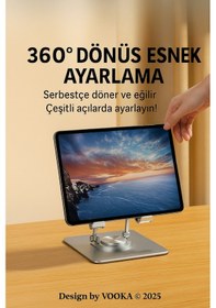Resim 360 Dönebilen Katlanabilir Telefon Tablet Standı Hafif Taşınabilir Çok Fonksiyonlu Masa Standı 