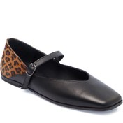 Resim Siyah Deri Leopar Kadın Babet - K25I1BB67848-A23 