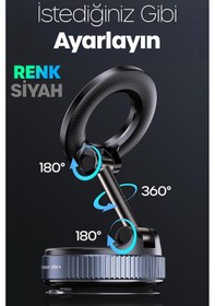 Resim 2li Magnetpro 360 Ayarlanabilir Araç İçi Masa Üstü Vakumlu Mıknatıslı Magsafe Telefon Tutucu Siyah Siyah 
