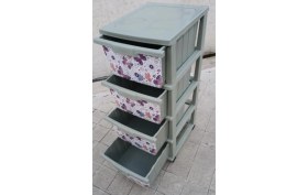 Resim abnturk 4 Çekmece Tekerlekli Büyükboy Komidin Sebzelik Kelebek Desen Yüksekliği 93CM 43X38 Plastik Dolap Raf 