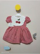 Resim NAYİNOMS Bebe Yakalı Kiraz Nakışlı Bayramlık Hediyelik Kız Bebek Çocuk Elbise 