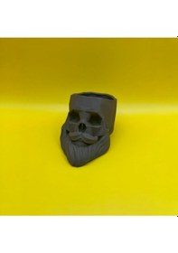 Resim Sakallı Kafatası Kuaför Dekoru & Pratik Kalemlik - 3d Pla Baskı 10x16 Cm 